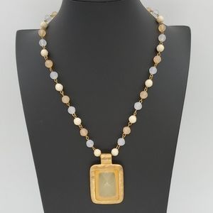 VCLM Bead and Gold Pendant Necklace